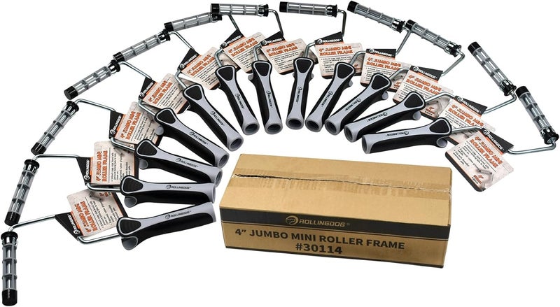 Rolling Dog 4" Jumbo Mini Roller Frame - 3/4" Cage Style Frame with Pressure Locking Tabs to Hold Cover On(Pack of 12) - Image 1
